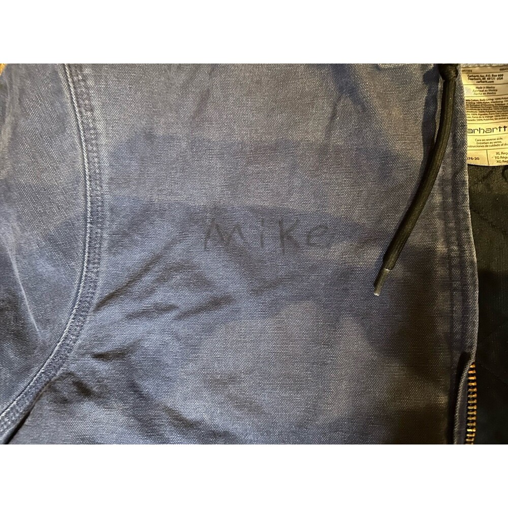 Vintage Faded & Distressed Navy Carhartt Hooded Canvas Work Jacket - Picture 6 of 8